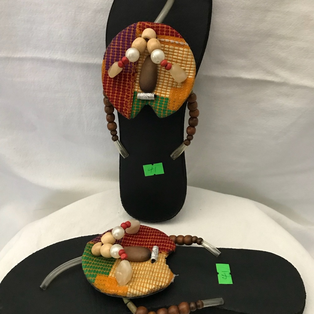 Hand crafted slippers made in Ghana